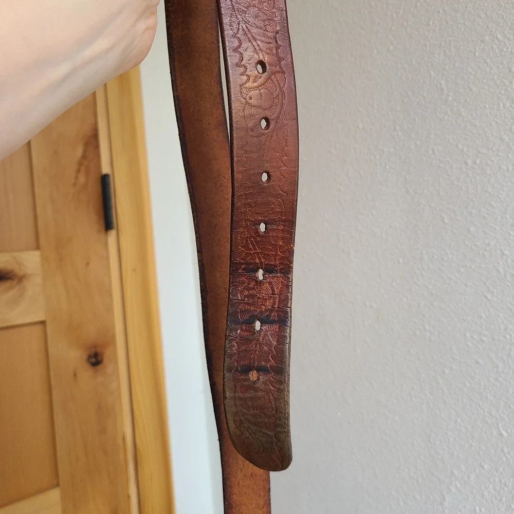 Genuine Leather Personalized MARVIN Sz 36 Brown Tooled Western Belt Rodeo Cowboy